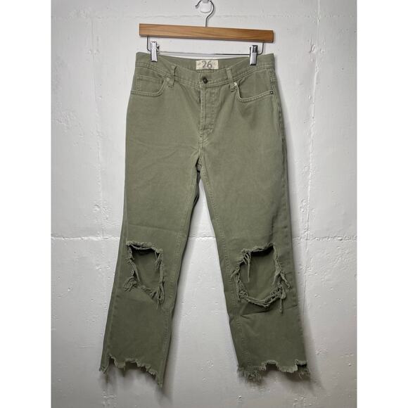 We The Free Maggie Mid Rise Olive Green Denim Jeans Womens Size 26 - Picture 1 of 11
